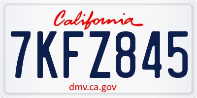 CA license plate 7KFZ845