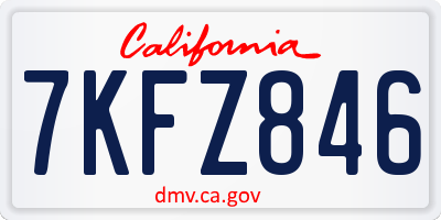 CA license plate 7KFZ846