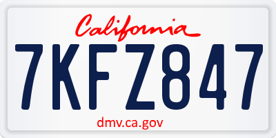 CA license plate 7KFZ847
