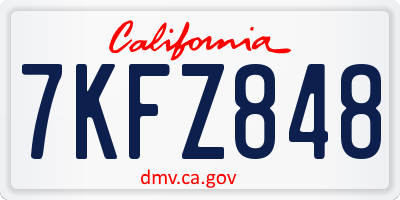 CA license plate 7KFZ848