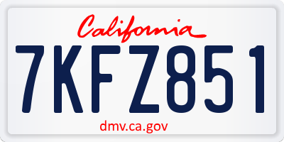 CA license plate 7KFZ851