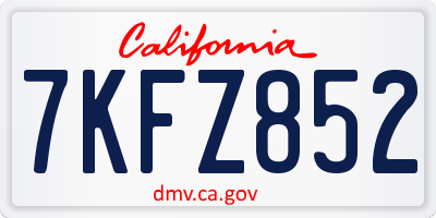 CA license plate 7KFZ852