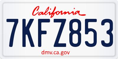 CA license plate 7KFZ853