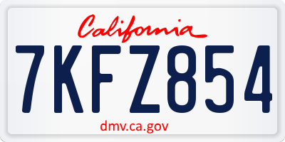 CA license plate 7KFZ854