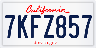 CA license plate 7KFZ857