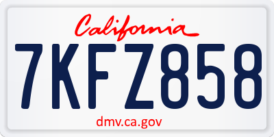 CA license plate 7KFZ858