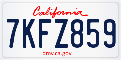 CA license plate 7KFZ859