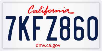 CA license plate 7KFZ860