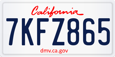 CA license plate 7KFZ865