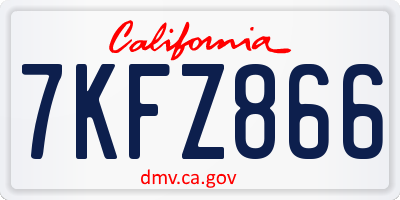 CA license plate 7KFZ866