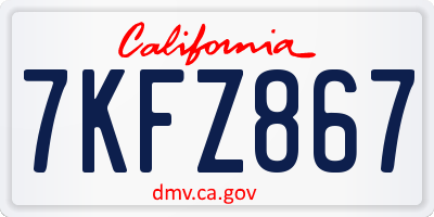 CA license plate 7KFZ867