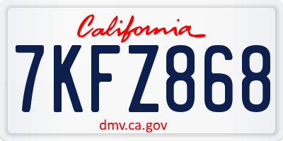 CA license plate 7KFZ868