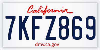 CA license plate 7KFZ869