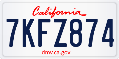 CA license plate 7KFZ874