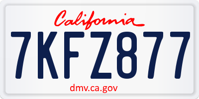 CA license plate 7KFZ877