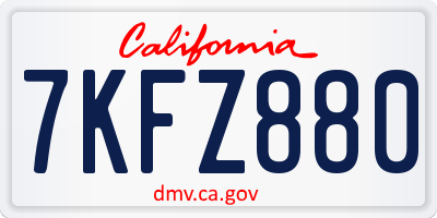 CA license plate 7KFZ880