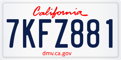CA license plate 7KFZ881