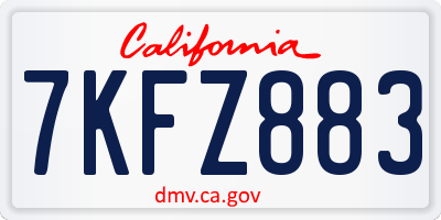 CA license plate 7KFZ883