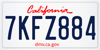 CA license plate 7KFZ884