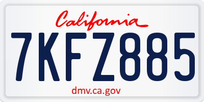 CA license plate 7KFZ885