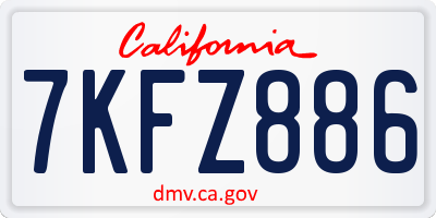 CA license plate 7KFZ886