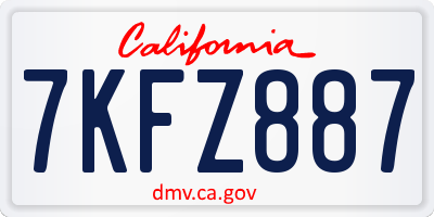 CA license plate 7KFZ887
