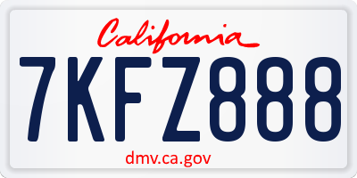 CA license plate 7KFZ888