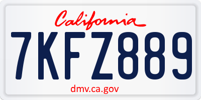CA license plate 7KFZ889