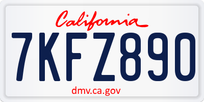 CA license plate 7KFZ890