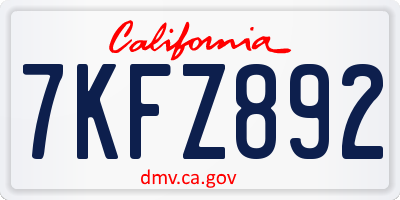 CA license plate 7KFZ892