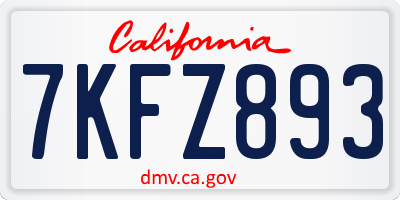 CA license plate 7KFZ893