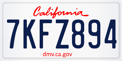 CA license plate 7KFZ894