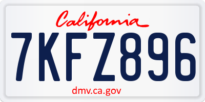CA license plate 7KFZ896