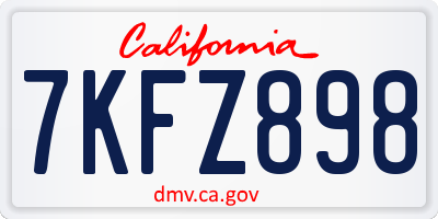 CA license plate 7KFZ898