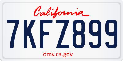 CA license plate 7KFZ899