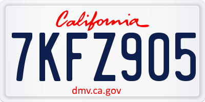 CA license plate 7KFZ905