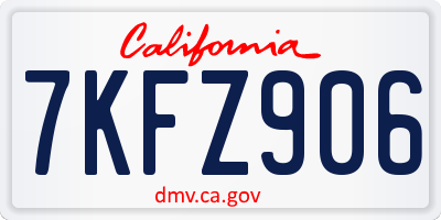 CA license plate 7KFZ906