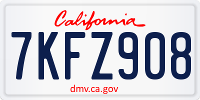 CA license plate 7KFZ908