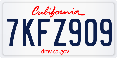 CA license plate 7KFZ909