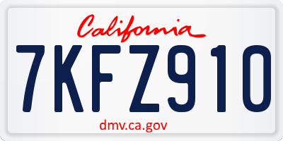 CA license plate 7KFZ910