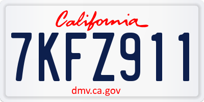 CA license plate 7KFZ911