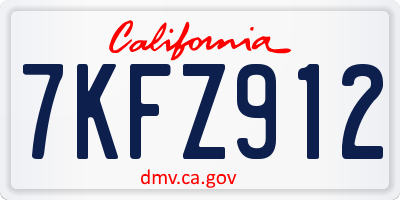 CA license plate 7KFZ912