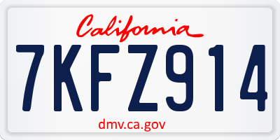 CA license plate 7KFZ914