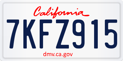 CA license plate 7KFZ915