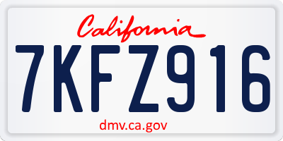CA license plate 7KFZ916