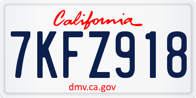 CA license plate 7KFZ918
