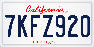 CA license plate 7KFZ920