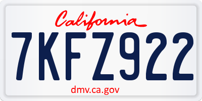 CA license plate 7KFZ922