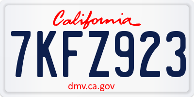 CA license plate 7KFZ923