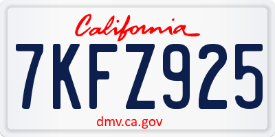 CA license plate 7KFZ925
